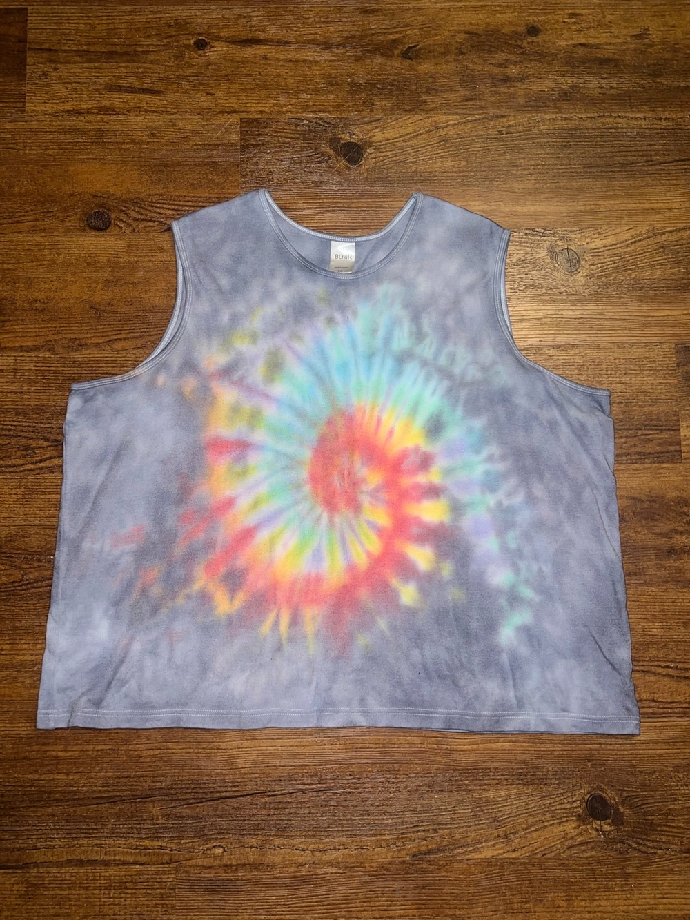 Handmade Tie Dye Rainbow Spiral Gray Galaxy Retro Sleeveless Tank Top Size XXL